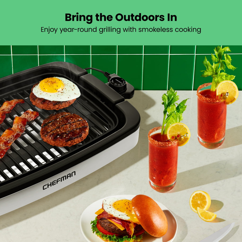 Chefman 6 Serving Electric Indoor Grill, w/ Temperature Control, Smokeless, Stainless Steel