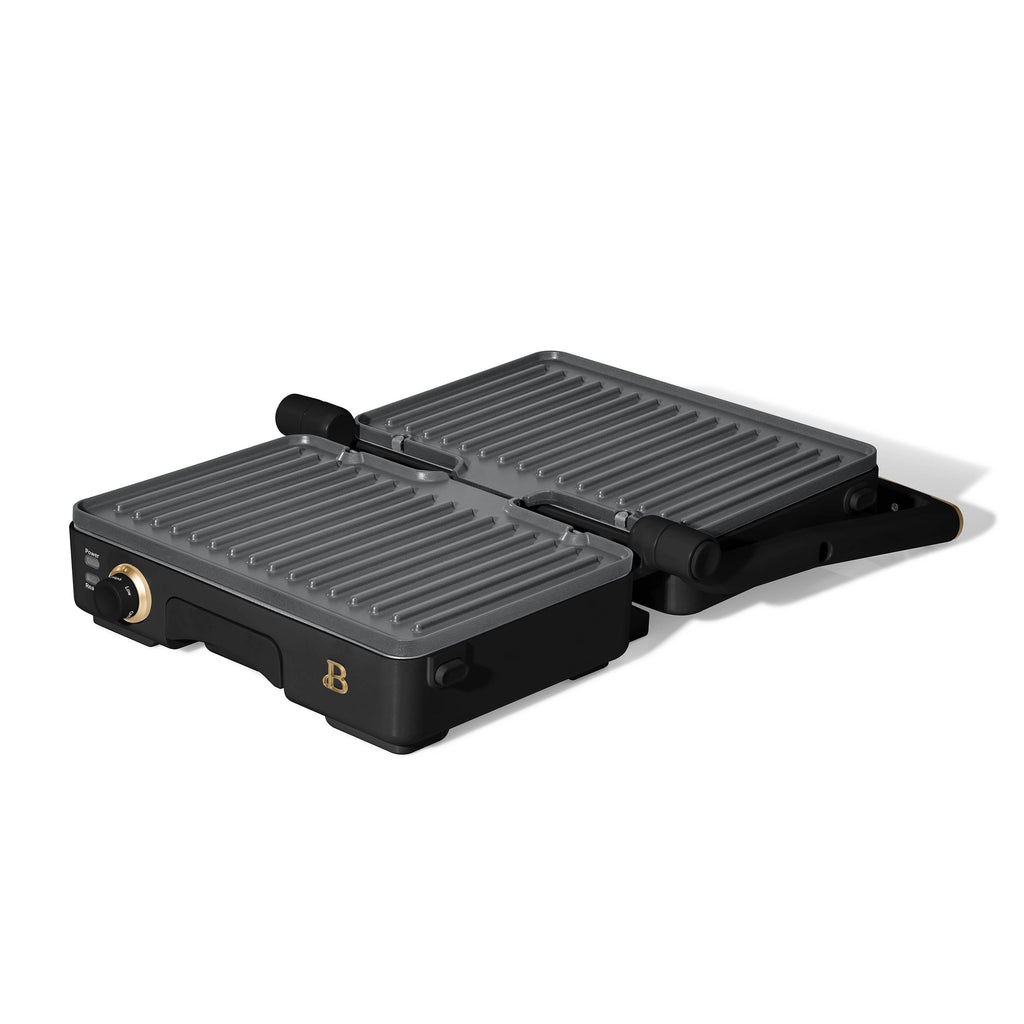 Beautiful 2-in-1 Panini Press & Grill with Detachable Plates, Black Sesame by Drew Barrymore