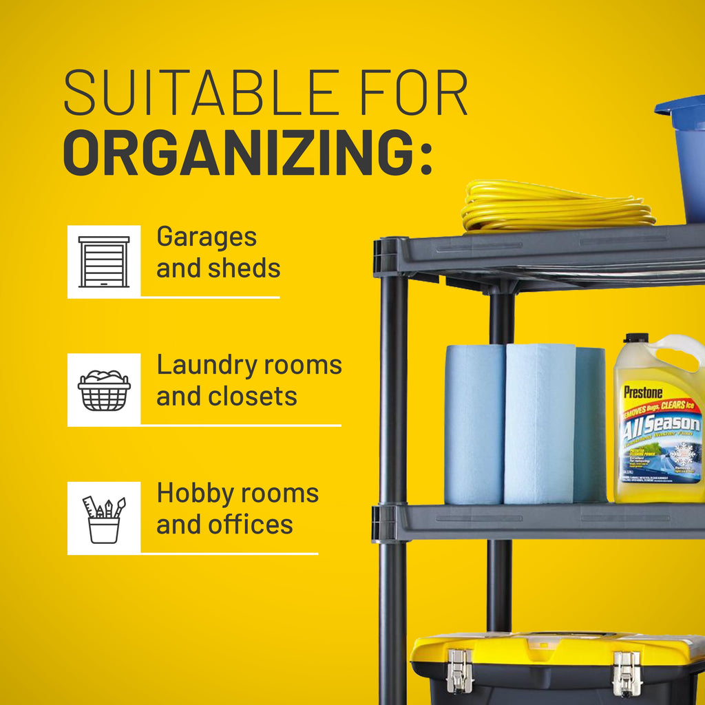 Plano 5-Shelf Extra Heavy Duty Plastic Storage Shelf Unit, 72.5” x 36” x 24”, 1000lb Capacity