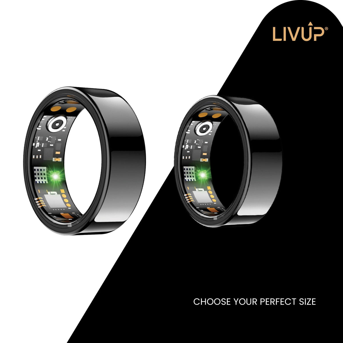 LIVEUP Smart Ring, Sleep & Heart Rate Tracking, Blood Oxygen Monitoring, Waterproof, Size 10, 1 Count