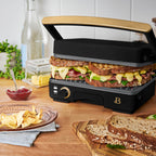 Beautiful 2-in-1 Panini Press & Grill with Detachable Plates, Black Sesame by Drew Barrymore
