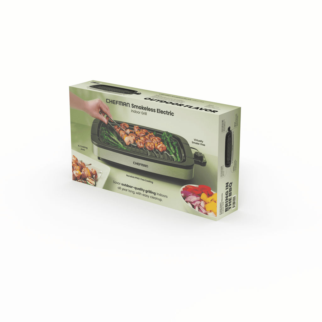 Chefman 6 Serving Electric Indoor Grill, w/ Temperature Control, Smokeless, Stainless Steel