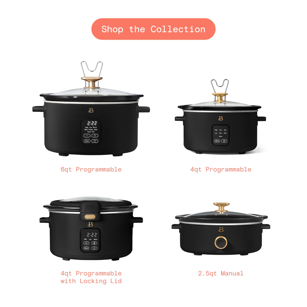 Beautiful 6 Qt Programmable Slow Cooker, Black Sesame by Drew Barrymore