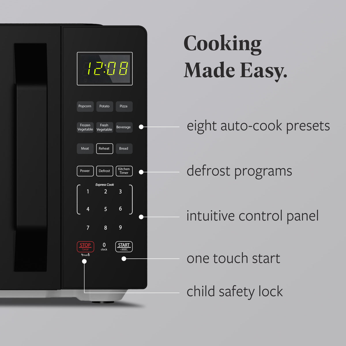 Farberware Countertop Microwave Oven, 0.7 cu ft, 700 W, Auto-Cook Menu, Black