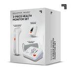 Sharper Image Health Kit 3 Piece Set with Forehead Thermometer Blood Pressure Monitor Pulse Oximeter, Accu-Sensor Technology, Portable Design, 1 Count