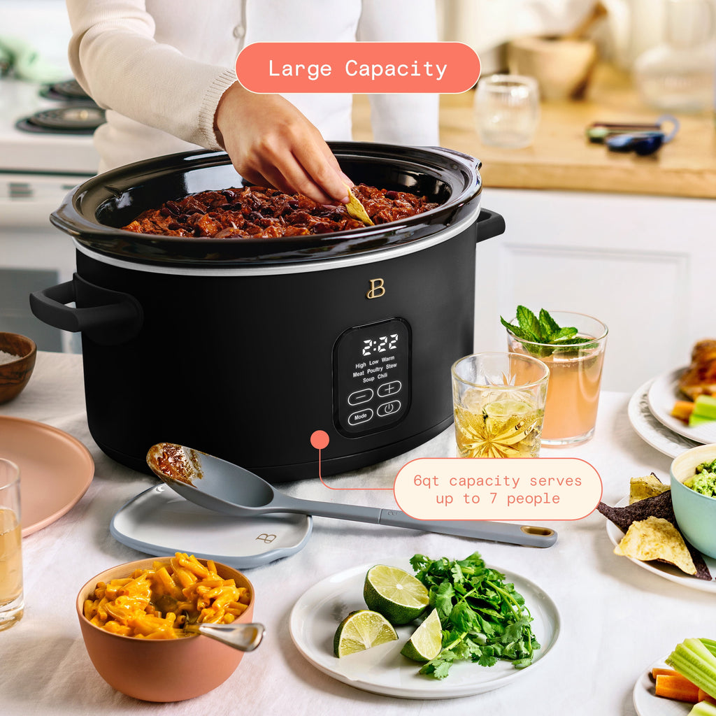 Beautiful 6 Qt Programmable Slow Cooker, Black Sesame by Drew Barrymore