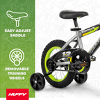 Huffy 12" Rock It Kids' Bike, Fits Riders 37" - 42", Gray/Green, Youth, Boys