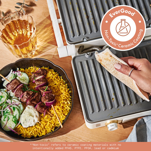 Beautiful 2-in-1 Panini Press & Grill with Detachable Plates, White Icing by Drew Barrymore