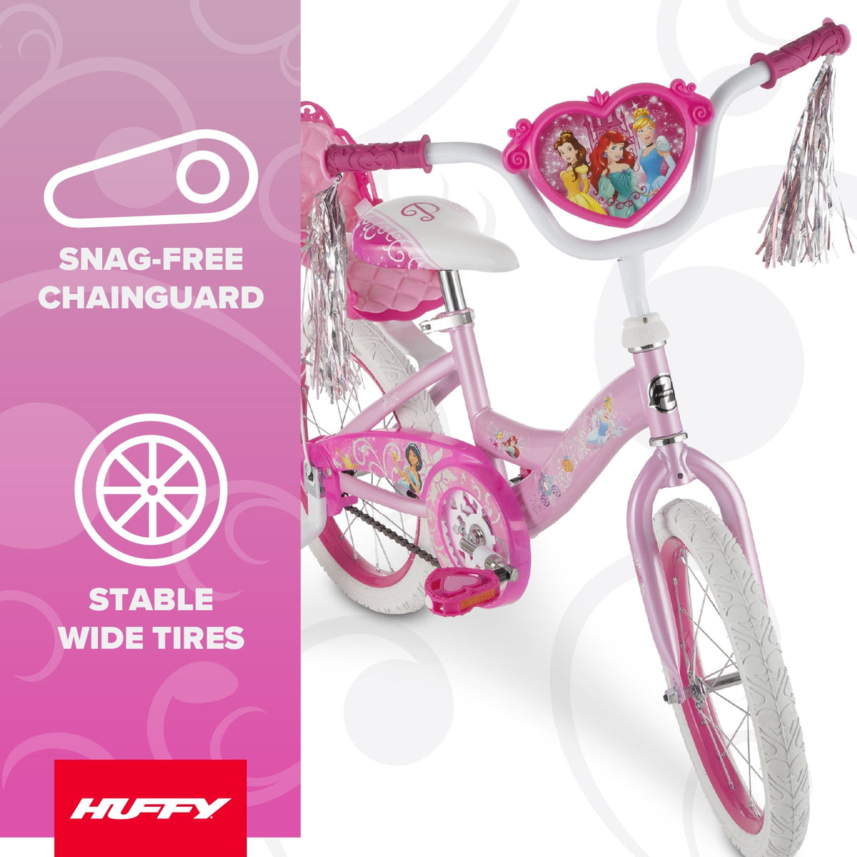 Huffy 16" Disney Princess Kids' Bike, Fits Riders 3'5" - 4'0", Pink, Child, Girl's