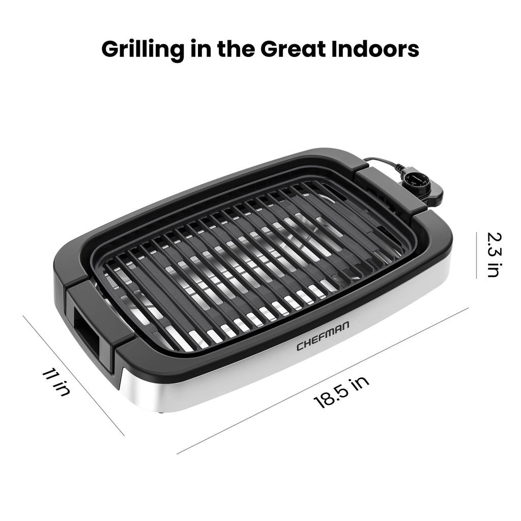 Chefman 6 Serving Electric Indoor Grill, w/ Temperature Control, Smokeless, Stainless Steel