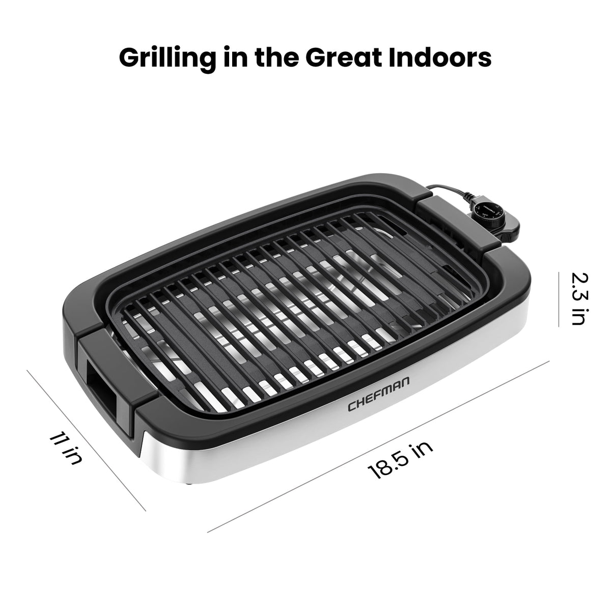 Chefman 6 Serving Electric Indoor Grill, w/ Temperature Control, Smokeless, Stainless Steel