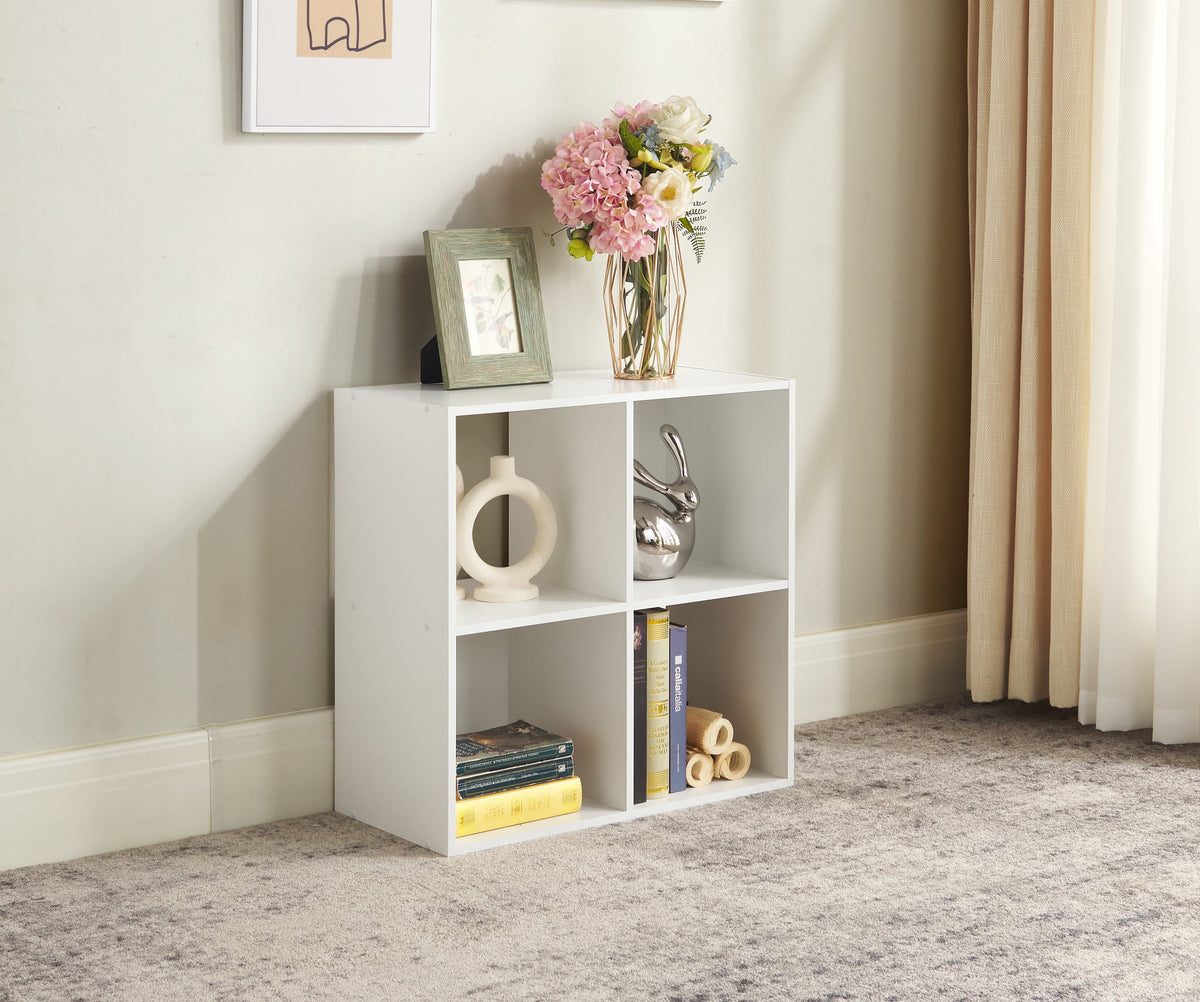 Mainstays 4 Cube Storage Organizer Bookcase, White