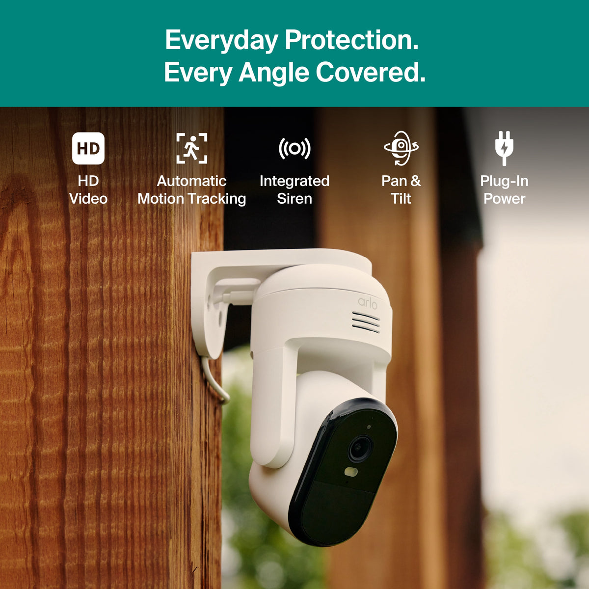 Arlo Essential Pan Tilt Security Camera 1080p HD (2025 Release) - Wired Plug-In Power Outdoor Camera, 1-Cam