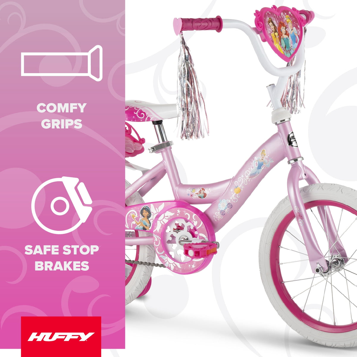Huffy 16" Disney Princess Kids' Bike, Fits Riders 3'5" - 4'0", Pink, Child, Girl's