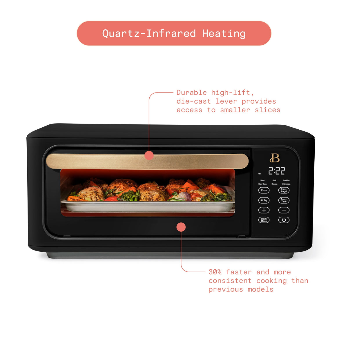 Beautiful Infrared Air Fry Toaster Oven, 9-Slice, 1800 W, Black Sesame by Drew Barrymore