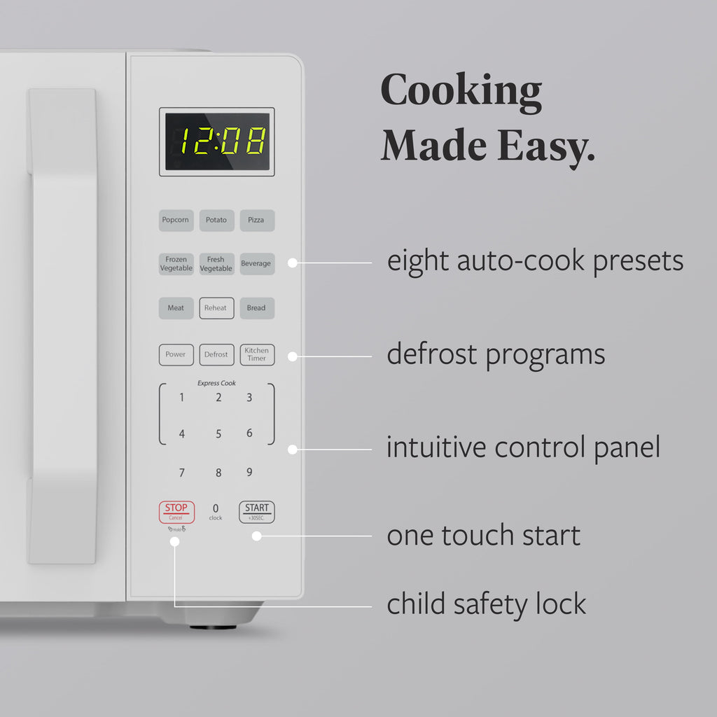 Farberware Countertop Microwave Oven, 0.7 cu ft, 700 W, Auto-Cook Functions, White