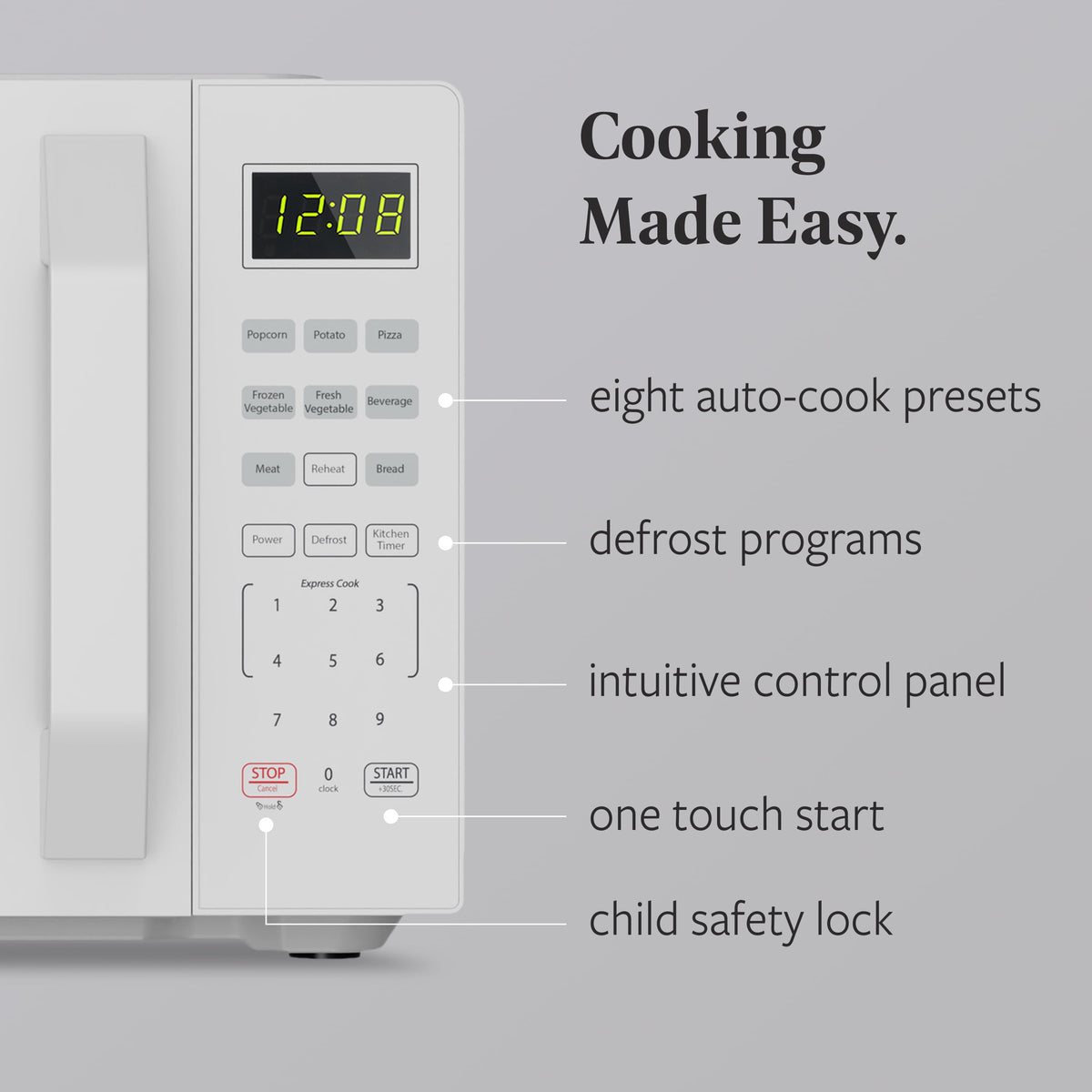 Farberware Countertop Microwave Oven, 0.7 cu ft, 700 W, Auto-Cook Functions, White