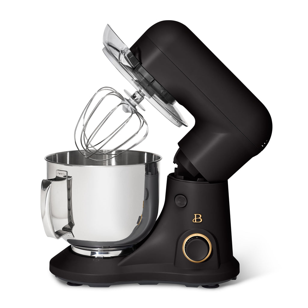 Beautiful 5.3 Qt Stand Mixer, Black Sesame with Flat Beater, Dough Hook, Balloon Whisk