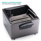 Presto 5 Qt Dual Basket Pro Fry Immersion Element Black Deep Fryer 05489