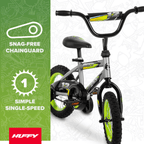 Huffy 12" Rock It Kids' Bike, Fits Riders 37" - 42", Gray/Green, Youth, Boys