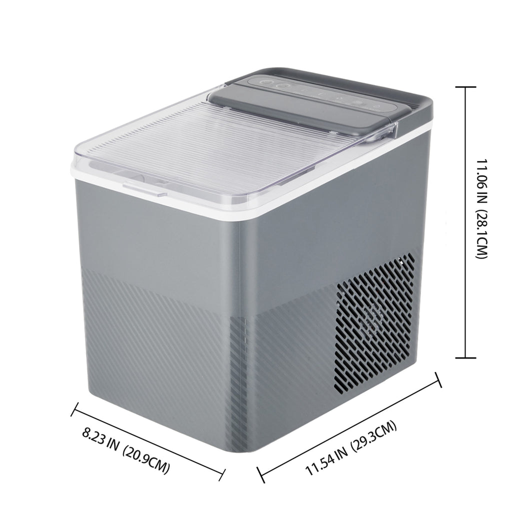 Mainstays Portable Countertop Ice Maker, 26 lbs Per Day, Compact Ice Machine with Quick Ice Cycles, No Plumbing Required, Grey