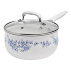 The Pioneer Woman 12-Piece Classic Aluminum Cookware Set, Ceramic Nonstick, Pots and Pans Set with Decal Pattern, Agatha Blue