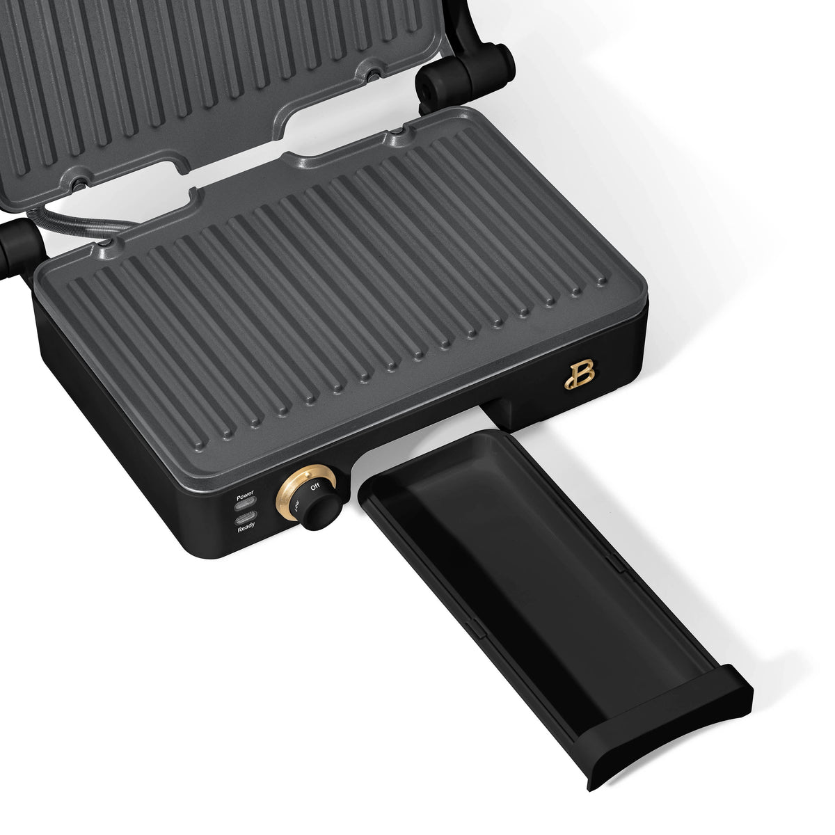 Beautiful 2-in-1 Panini Press & Grill with Detachable Plates, Black Sesame by Drew Barrymore