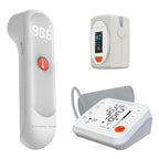 Sharper Image Health Kit 3 Piece Set with Forehead Thermometer Blood Pressure Monitor Pulse Oximeter, Accu-Sensor Technology, Portable Design, 1 Count