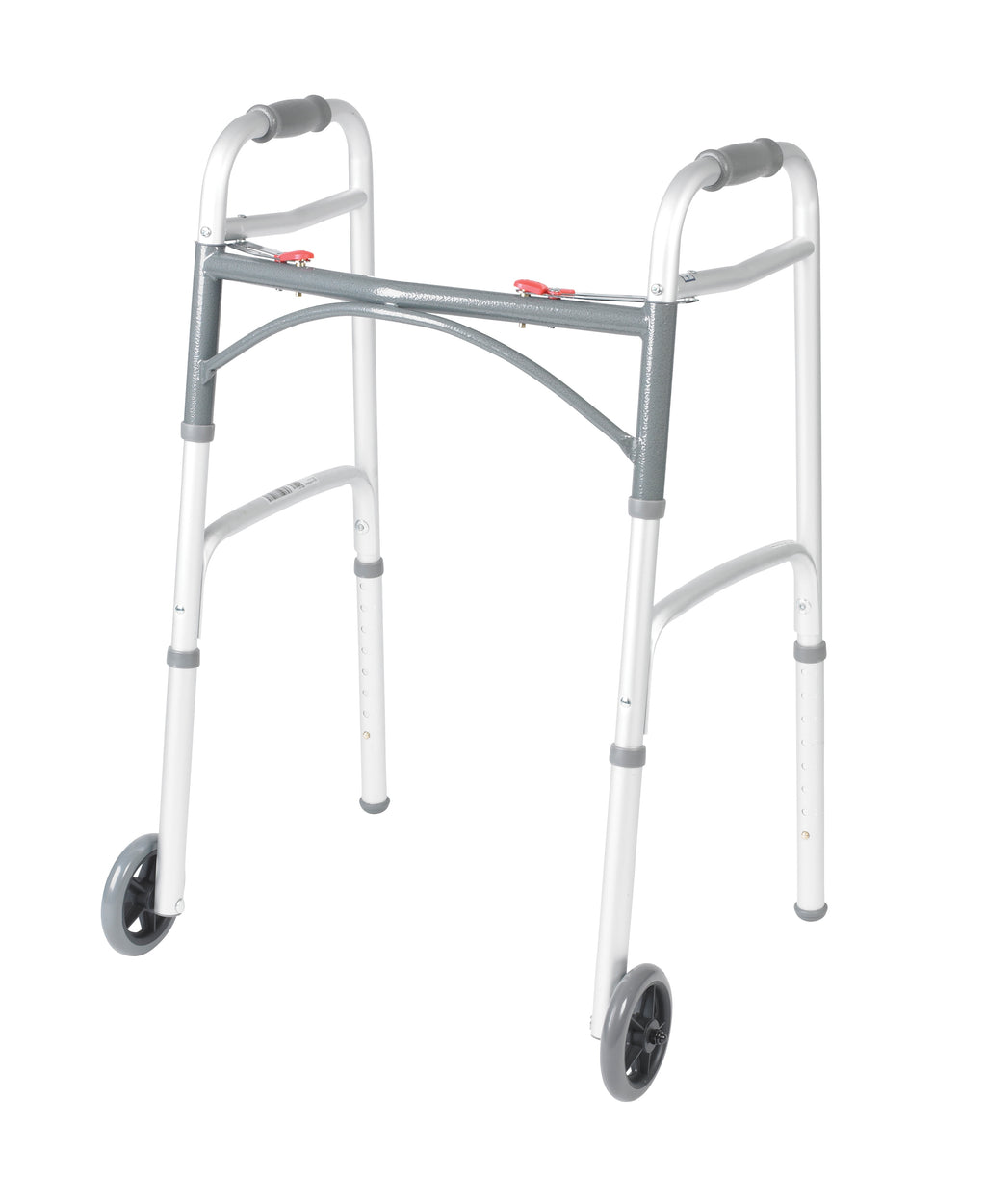 Drive Medical Deluxe Folding Walker with Wheels, U-Shaped Frame, Adjustable Height