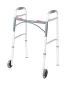 Drive Medical Deluxe Folding Walker with Wheels, U-Shaped Frame, Adjustable Height