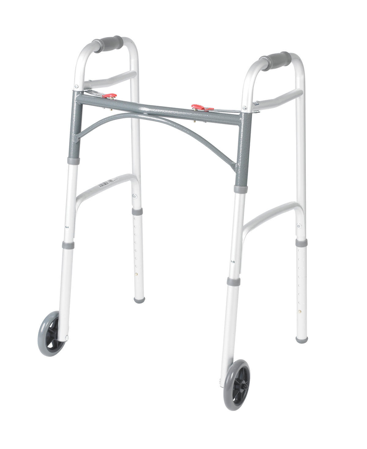 Drive Medical Deluxe Folding Walker with Wheels, U-Shaped Frame, Adjustable Height