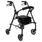 Equate Rolling Walker Rollator with Seat and Wheels, Black, 350 lb Capacity