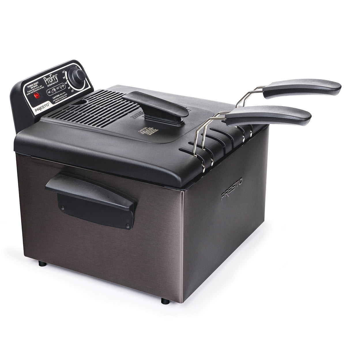Presto 5 Qt Dual Basket Pro Fry Immersion Element Black Deep Fryer 05489