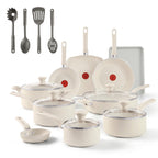 T-fal Easy Care 20 Piece Nonstick Cookware Set, Pots and Pans, Beige