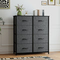 Uforic 8 Drawers Dresser Chest of Drawers for Fabric Storage Dressers for Living Room Black Gray