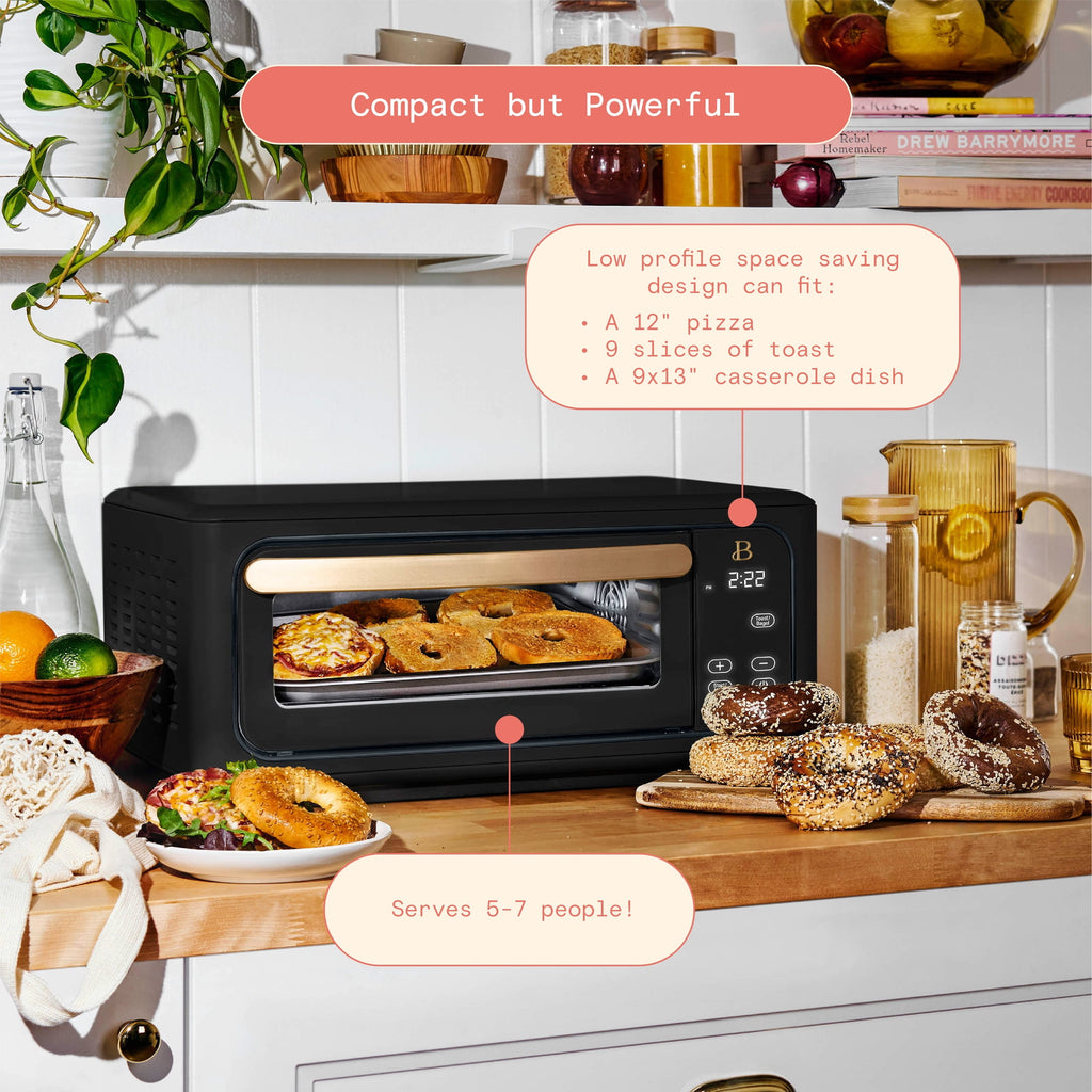 Beautiful Infrared Air Fry Toaster Oven, 9-Slice, 1800 W, Black Sesame by Drew Barrymore