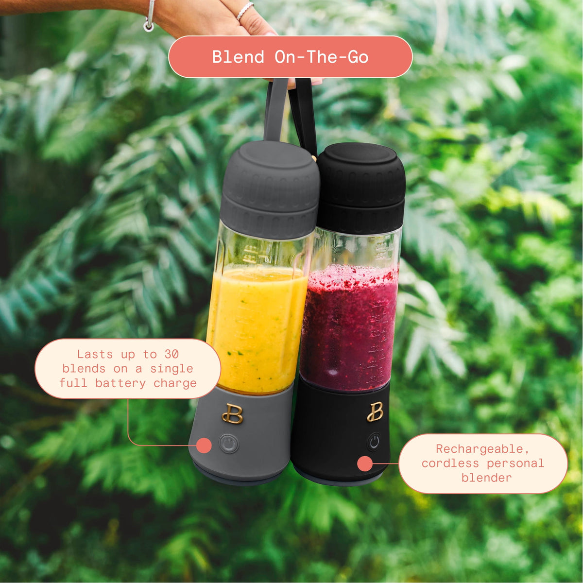 Beautiful Portable to-Go Blender 2.0, 70 W, 16 oz, Black Sesame by Drew Barrymore