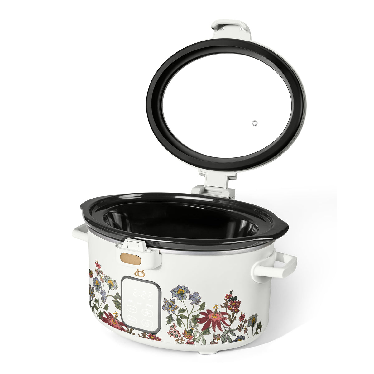 Beautiful 4 Qt Digital Slow Cooker with Hinged Locking Lid, Wildflower White by Drew Barrymore