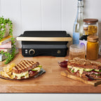 Beautiful 2-in-1 Panini Press & Grill with Detachable Plates, Black Sesame by Drew Barrymore
