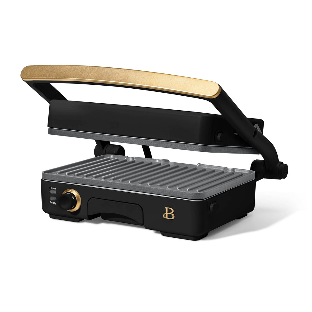 Beautiful 2-in-1 Panini Press & Grill with Detachable Plates, Black Sesame by Drew Barrymore