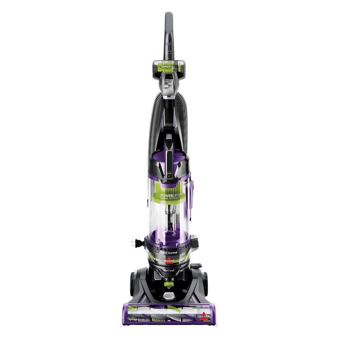 BISSELL PowerLifter Swivel Pet Rewind, Bagless, Upright Vacuum, Pet Friendly, Triple Action Brush Roll, Automatic Cord Rewind, Scatter Free Technology, 2259, Black & Purple