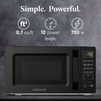 Farberware Countertop Microwave Oven, 0.7 cu ft, 700 W, Auto-Cook Menu, Black