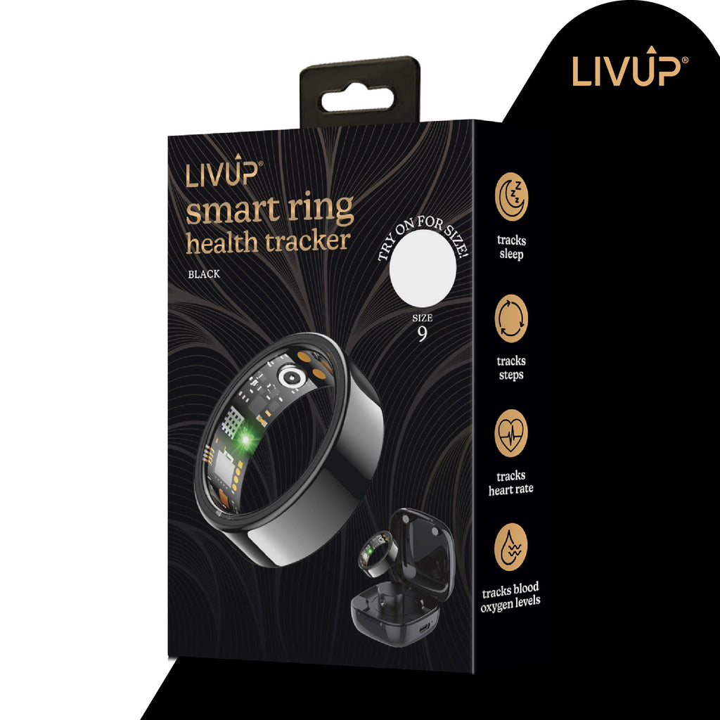 LIVEUP Smart Ring, Sleep & Heart Rate Tracking, Blood Oxygen Monitoring, Waterproof, Size 10, 1 Count