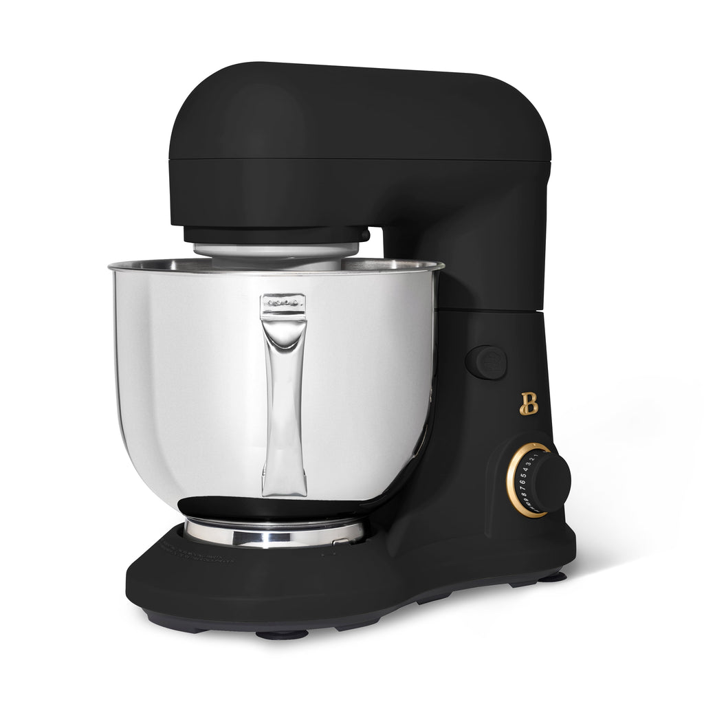 Beautiful 5.3 Qt Stand Mixer, Black Sesame with Flat Beater, Dough Hook, Balloon Whisk