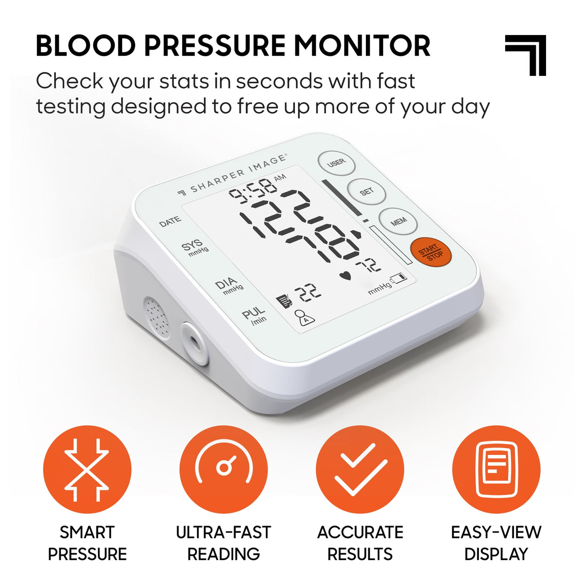 Sharper Image Health Kit 3 Piece Set with Forehead Thermometer Blood Pressure Monitor Pulse Oximeter, Accu-Sensor Technology, Portable Design, 1 Count