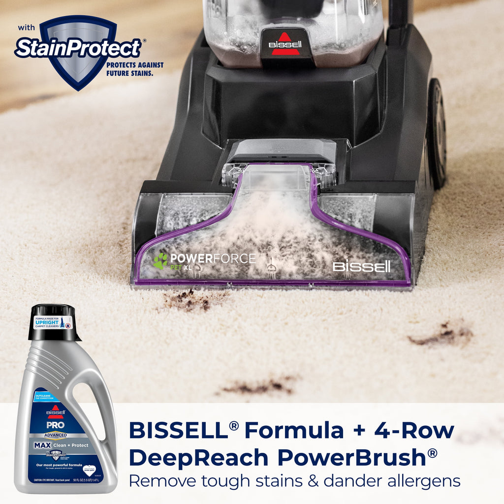 BISSELL PowerForce Pet XL Upright Deep Cleaner, for Carpet and Upholstery, 10" Clean Path, Above Floor Cleaning, Large Clean Tank, Lightweight, 3748, Black