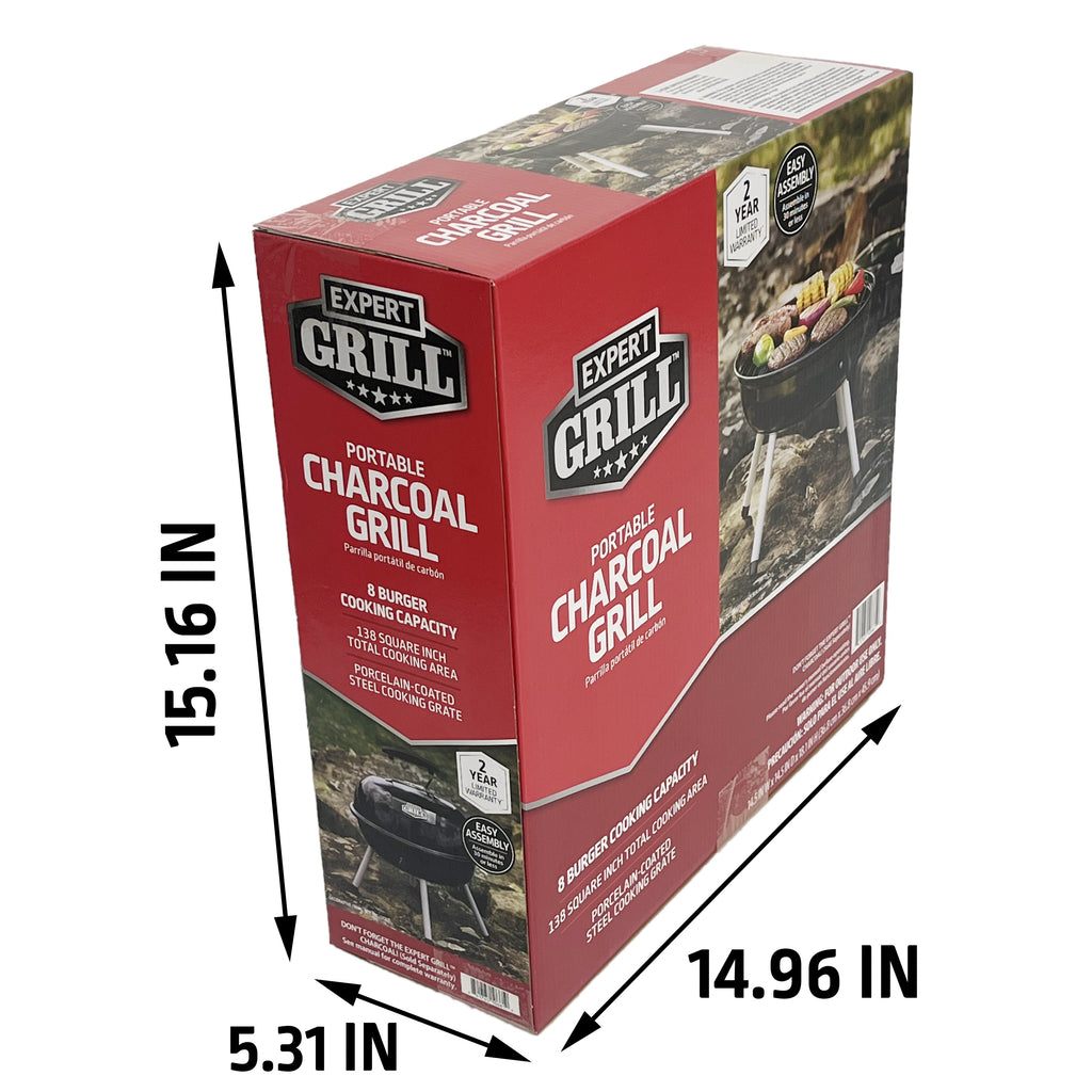 Expert Grill 14.5 in Portable Charcoal Grill, Black