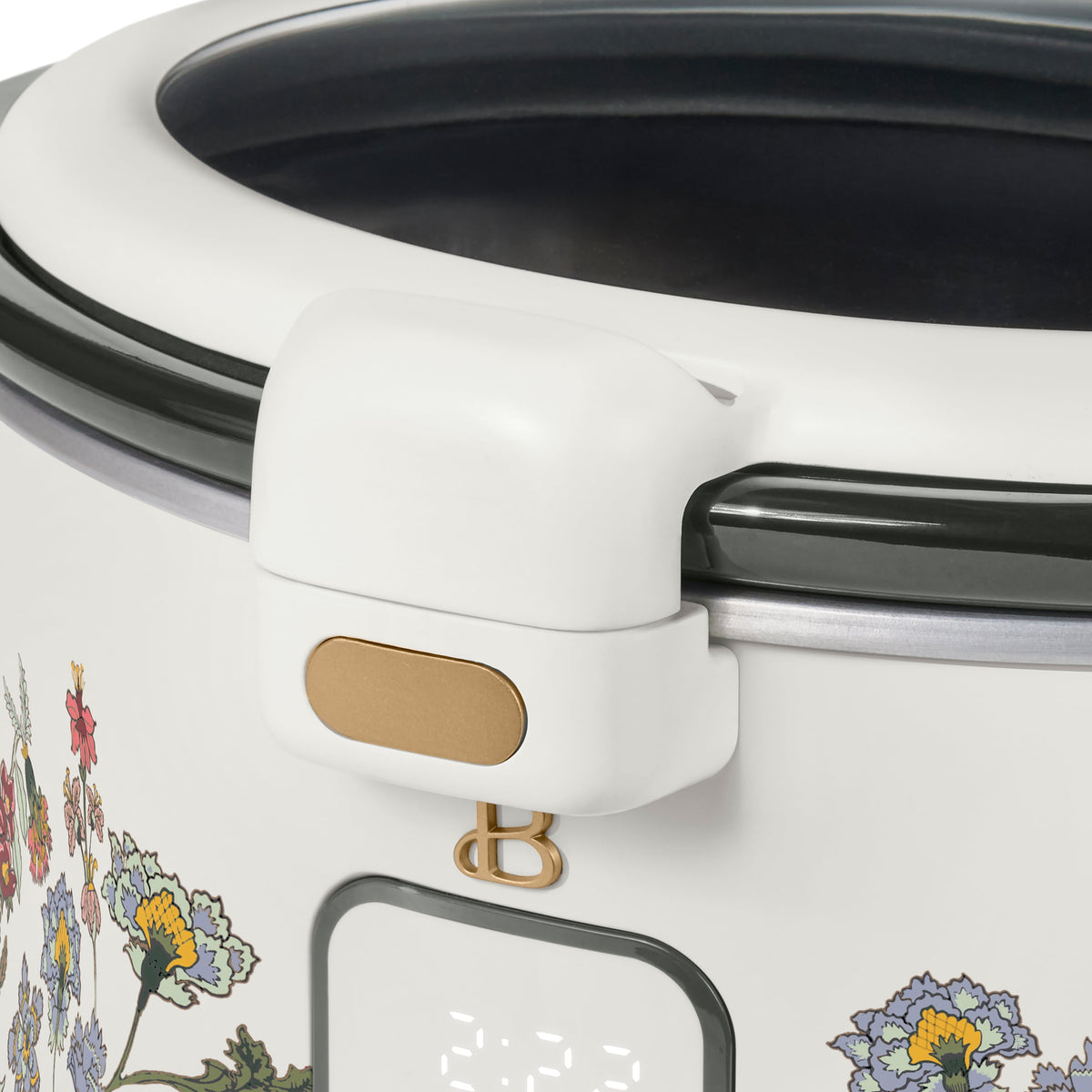 Beautiful 4 Qt Digital Slow Cooker with Hinged Locking Lid, Wildflower White by Drew Barrymore