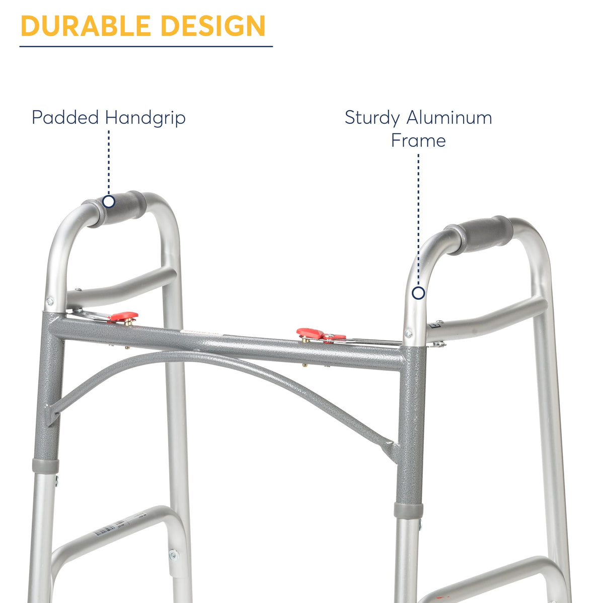 Drive Medical Deluxe Folding Walker with Wheels, U-Shaped Frame, Adjustable Height