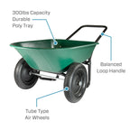 Original Marathon Yard Rover Poly Tray, 2-Wheel Home Garden Wheelbarrow Cart, 300 lb. Capacity